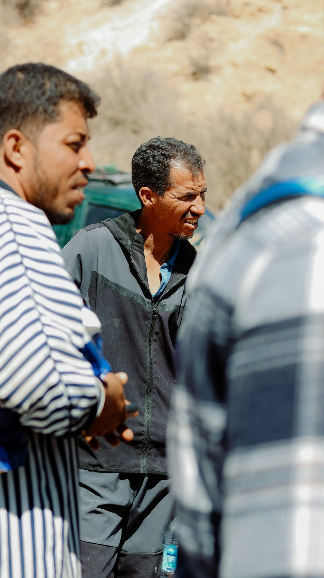 group of locals talking